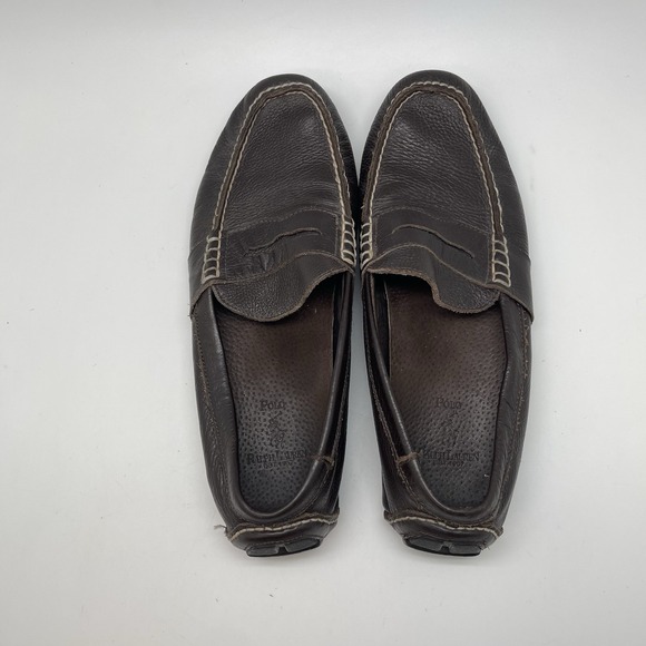 Polo Ralph Lauren Telly Leather Shoes Mens‎ 9.5 D Black Loafers Penny Driving - Picture 5 of 12